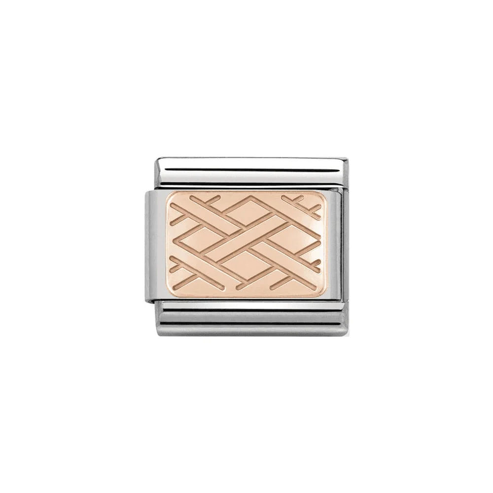 Nomination Classic Rose Gold Etched Weave Plate Charm Link