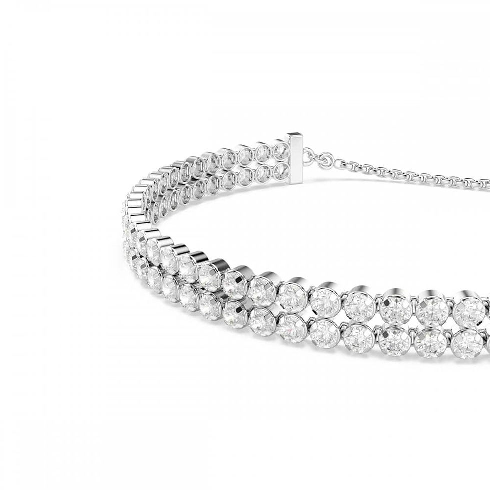 Thumbnail: Swarovski Double Matrix Round Cuts Tennis Adjustable Slider Bracelet
