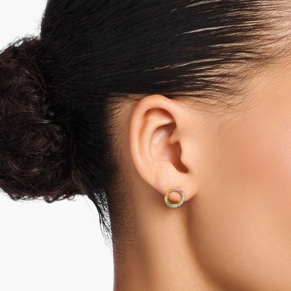 Thumbnail: Thomas Sabo Silver Gold Tone Together Multi-Coloured Stud Earrings