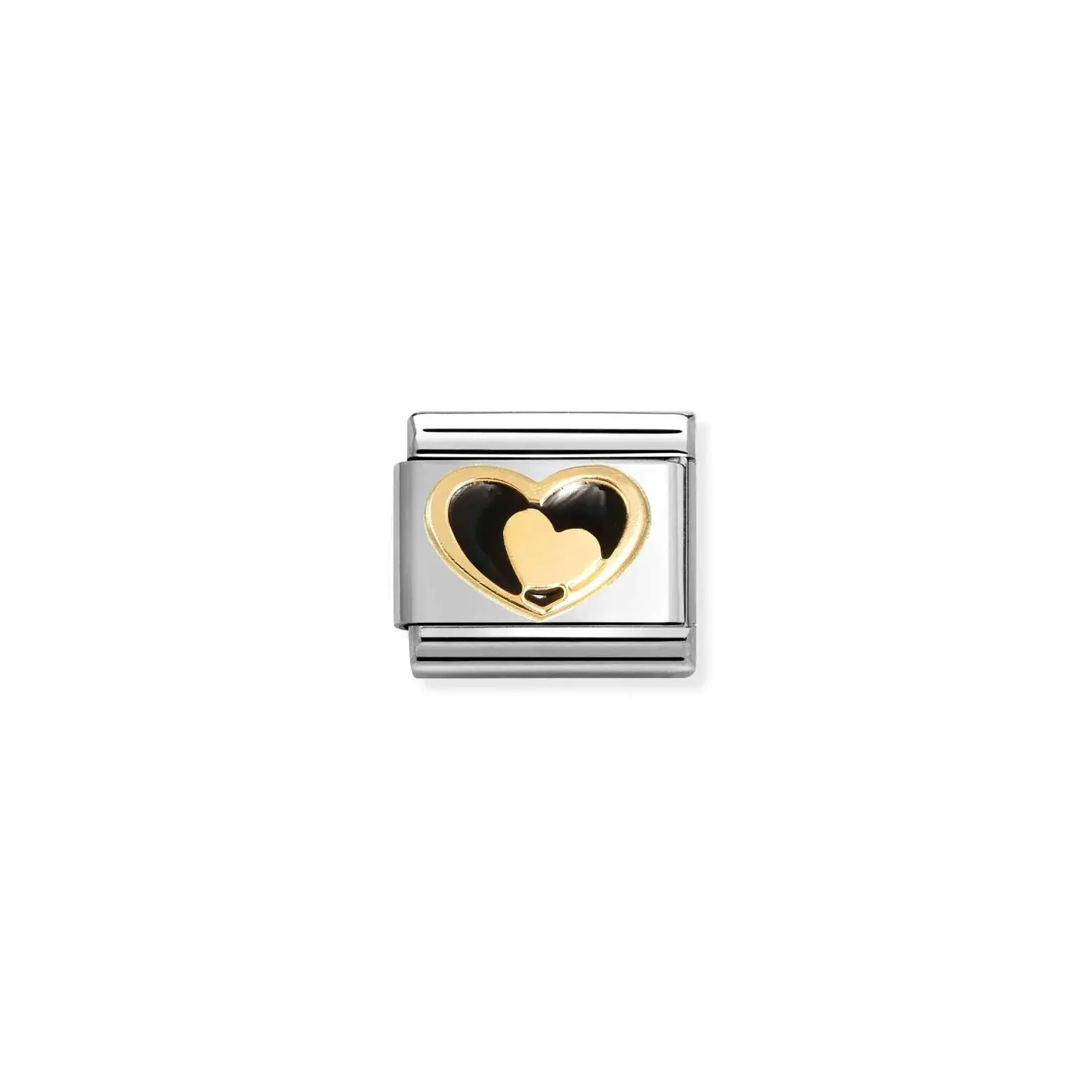 Nomination Gold Classic Heart with Black Enamel Charm Link