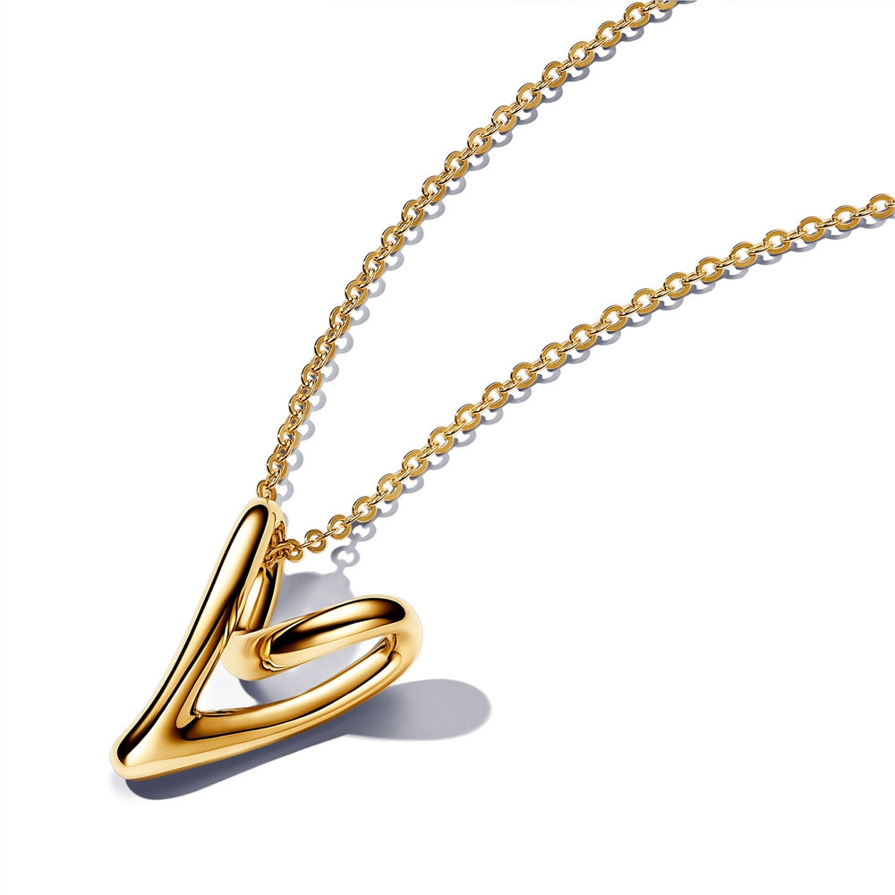 Pandora Organically Shaped Heart Gold Plated Pendant Necklace