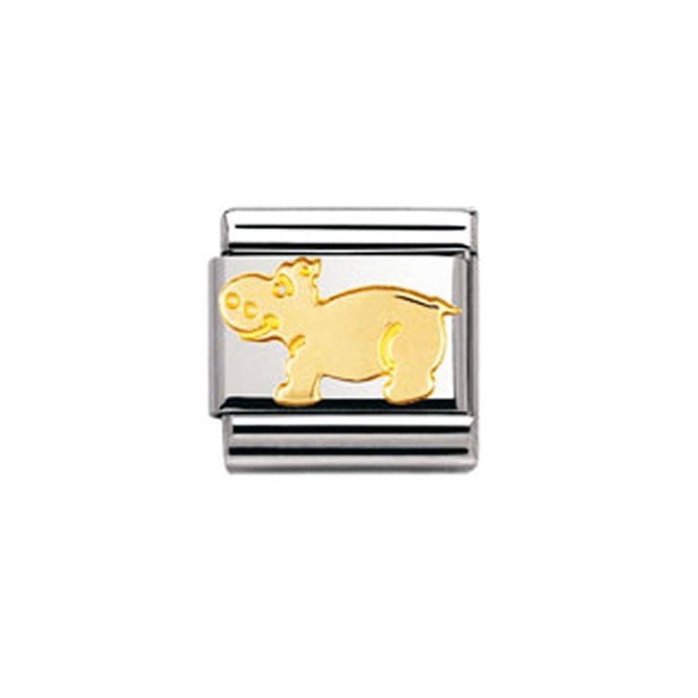 Nomination Gold Classic Hippopotamus Charm Link