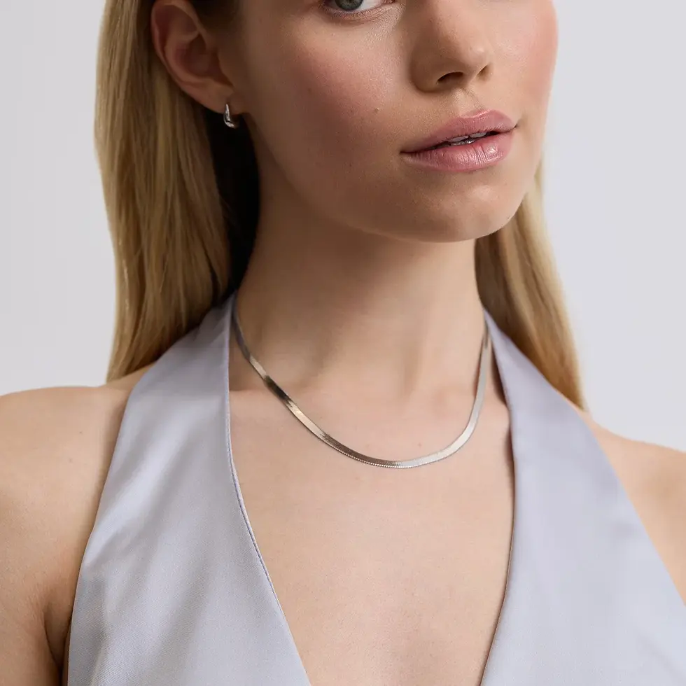 Thumbnail: D.Louise Essentials Flat Snake Necklace Silver Plated
