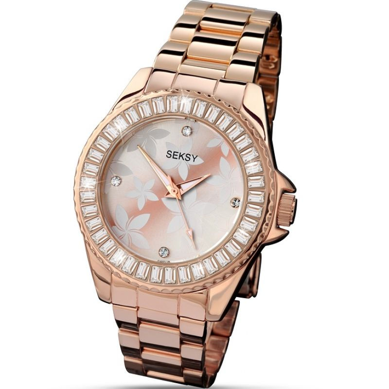 Sekonda Seksy Ladies Rose Gold Tone Floral Face Watch - 4655