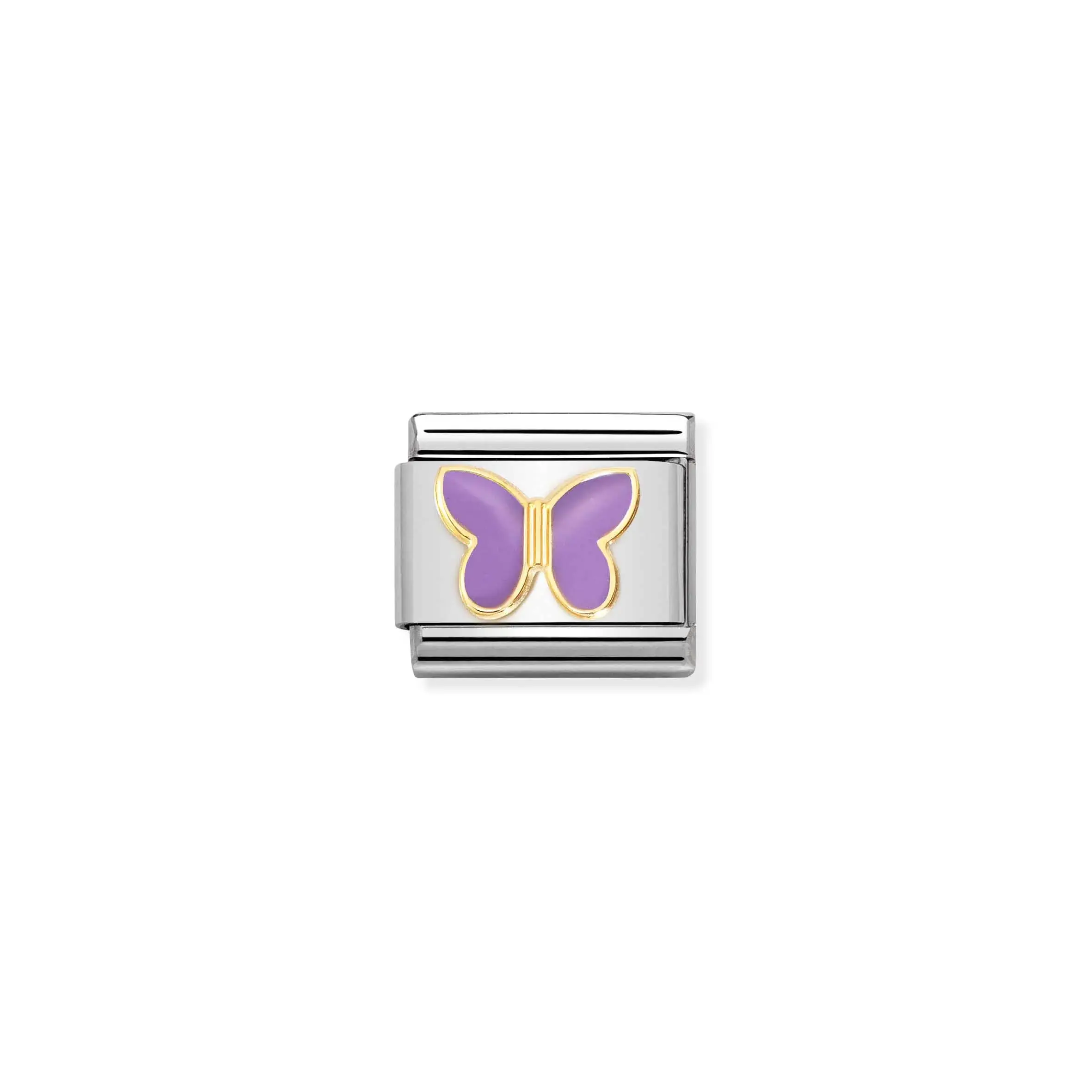 Nomination Classic Gold Butterfly Lilac Enamel Charm Link