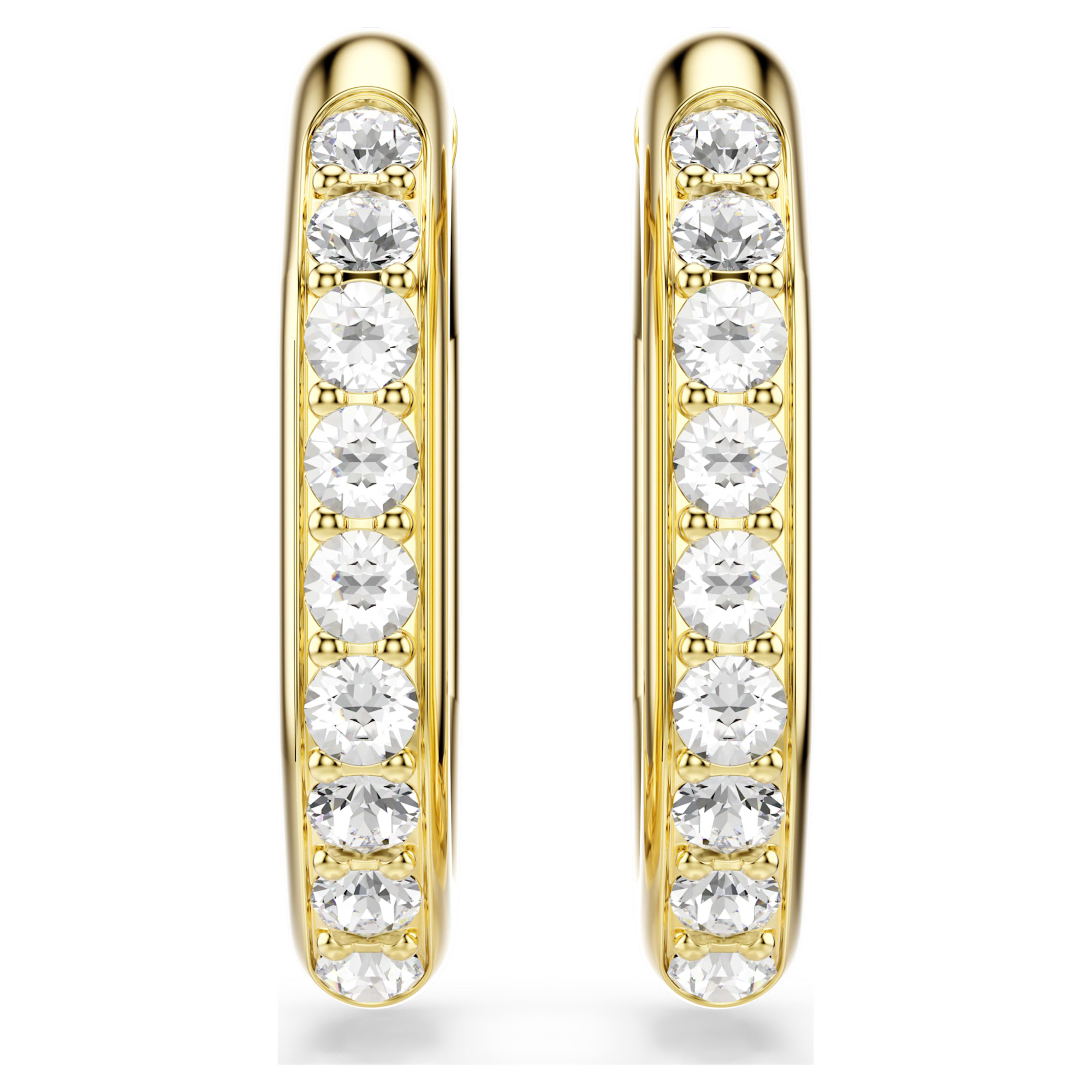 Swarovski Dextera Gold Tone Octagon Pave Hoop Earrings