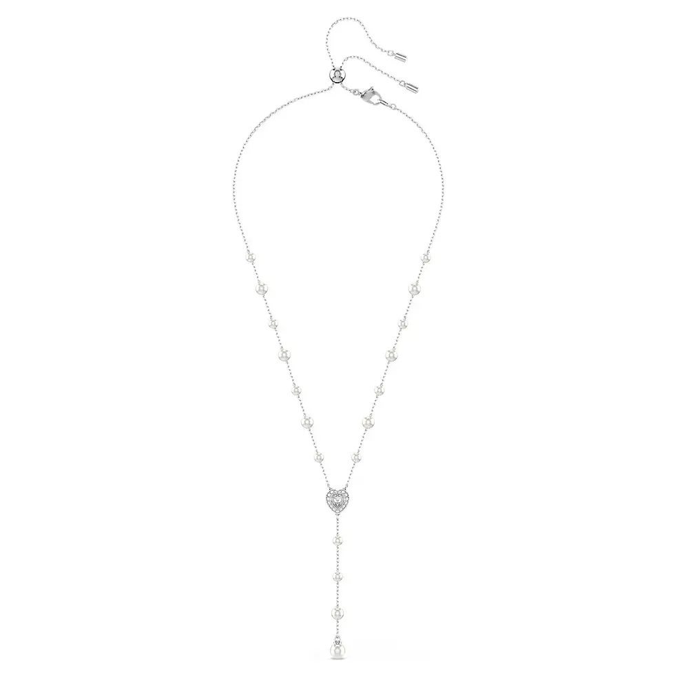 Thumbnail: Swarovski Constella Crystal Pearl and Round Crystals Y Drop Necklace