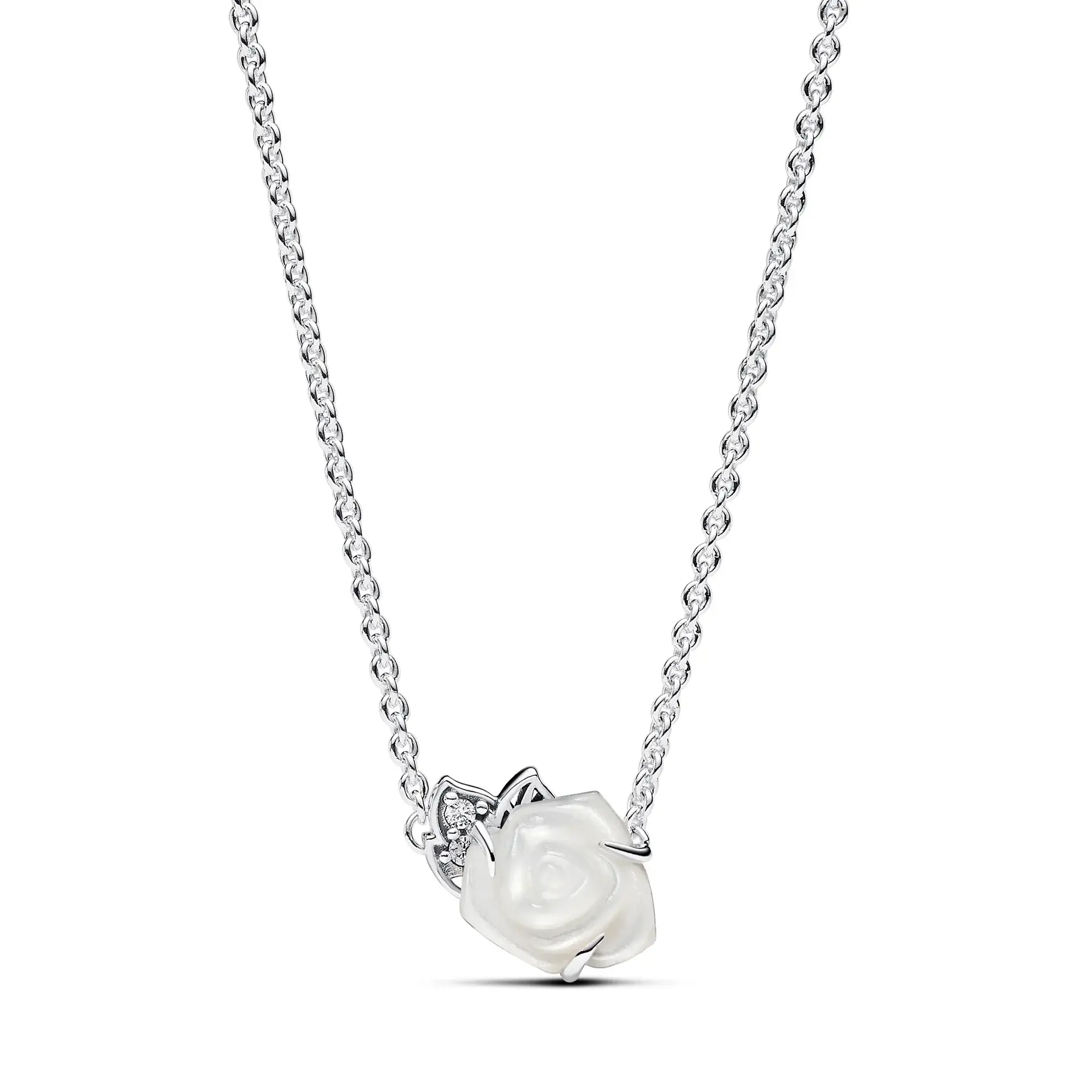 Pandora Sparkling Rose in Bloom Silver Necklace
