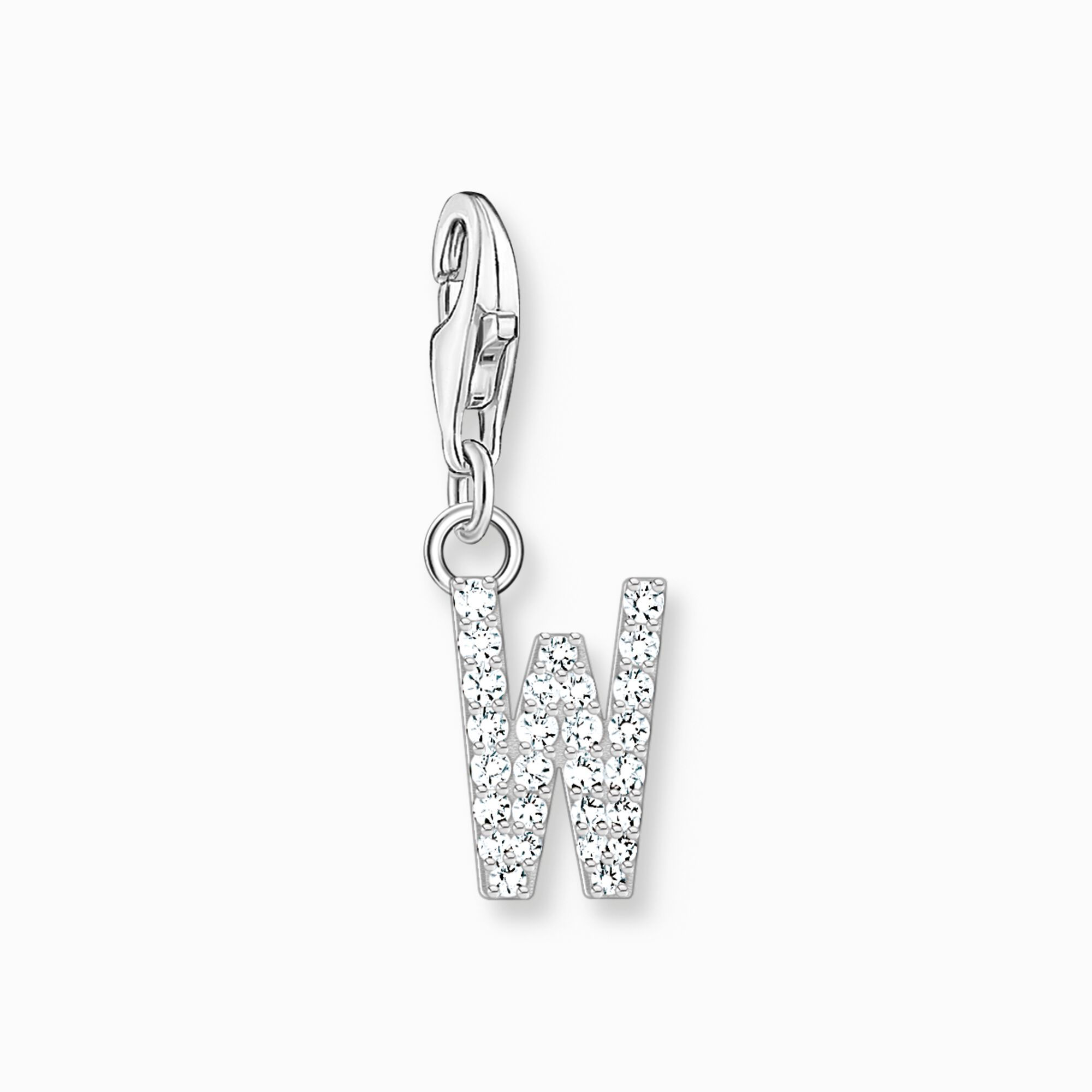 Thomas Sabo Silver Charm Club Clear CZ W Initial Letter Charm