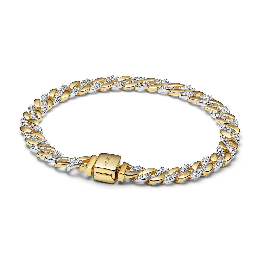 Pandora Two Tone Pavé Cuban Chain Bracelet