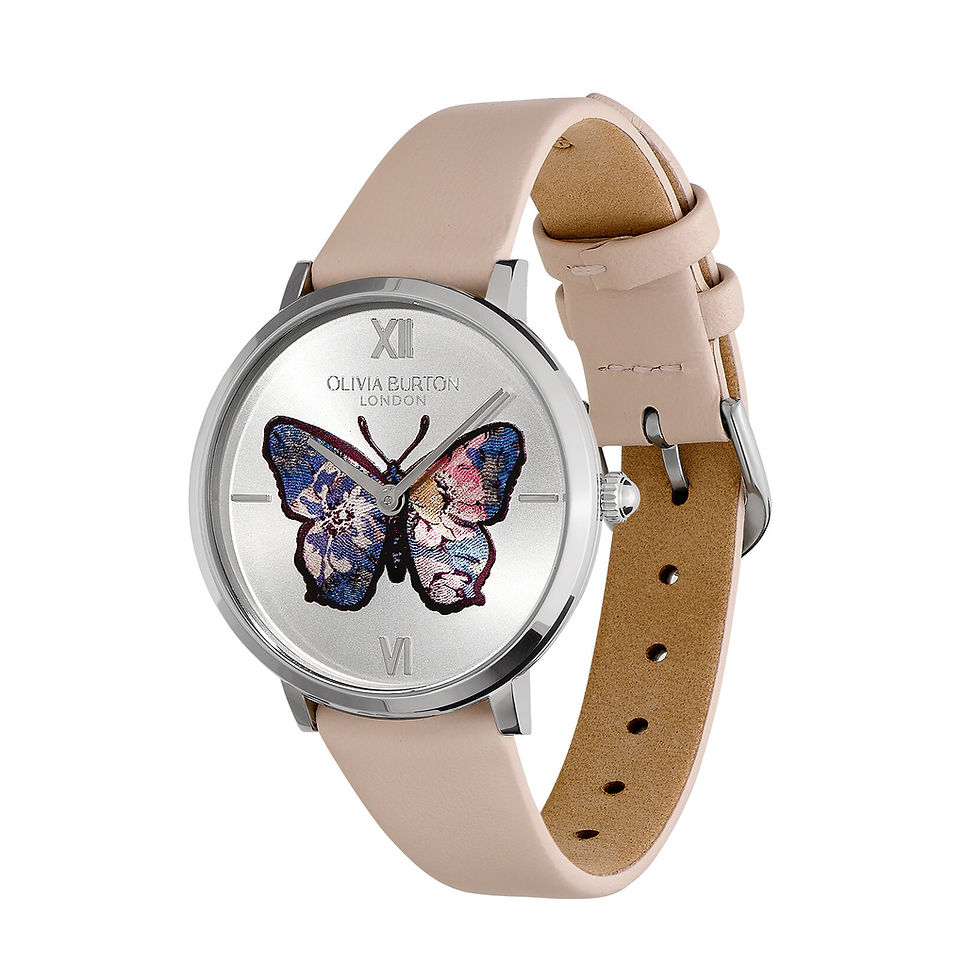 Thumbnail: Olivia Burton Signature Butterfly Nude Leather Strap Watch