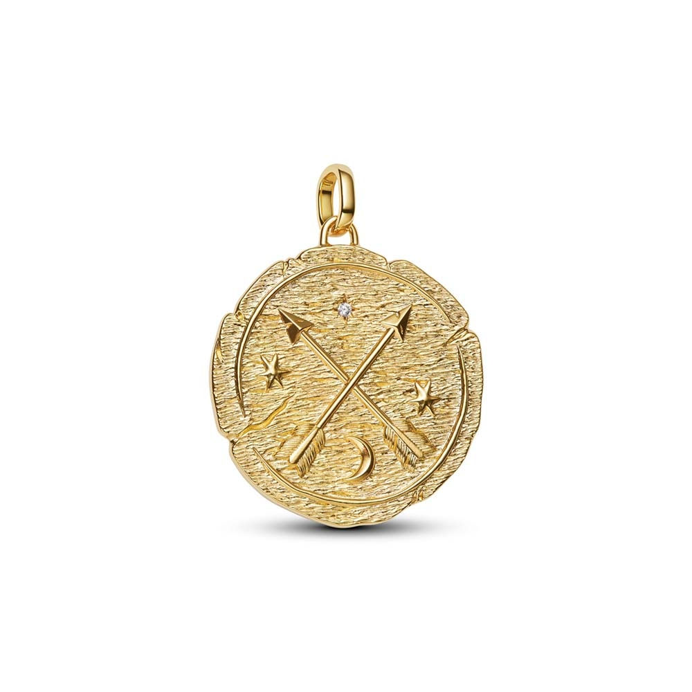 Pandora ME Crossing Arrows Oversized Medallion Gold Plated Charm