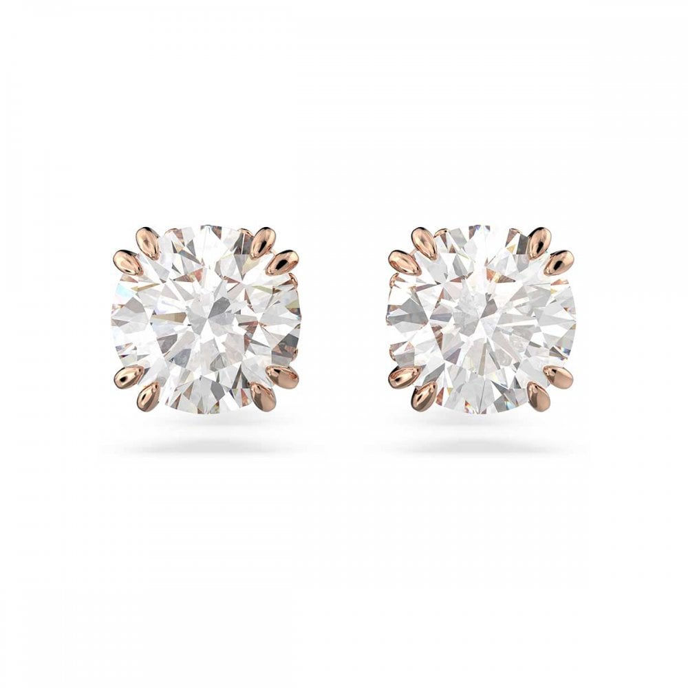 Swarovski Stilla Rose Gold Tone Round. Stud Earrings