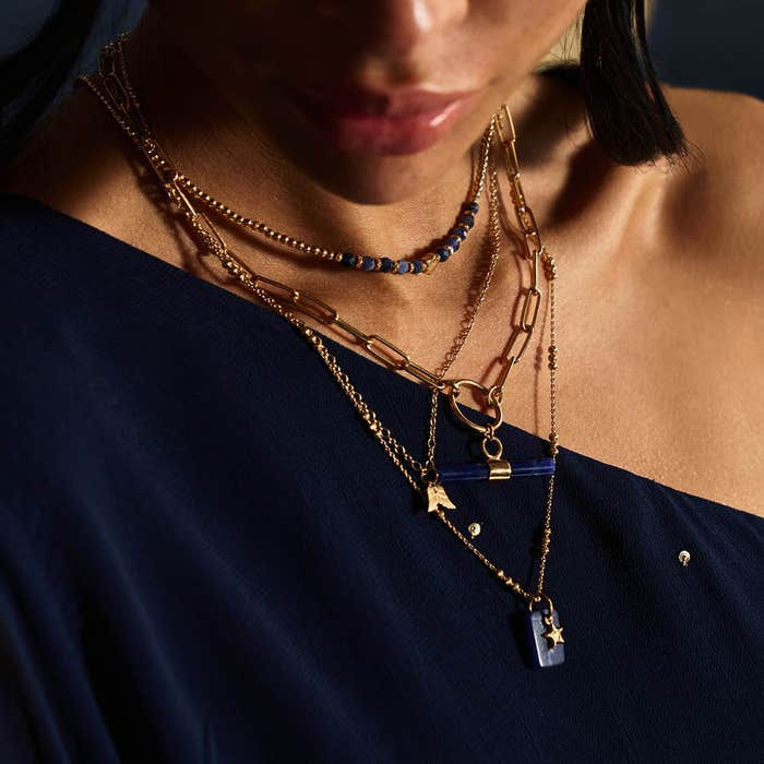 Thumbnail: ChloBo Gold Tone Sodalite Necklace - Self Love