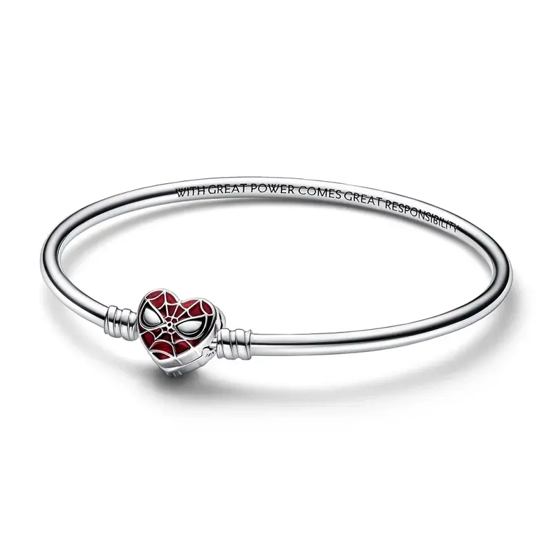 Pandora Silver Marvel Spiderman Mask Clasp Charm Bangle