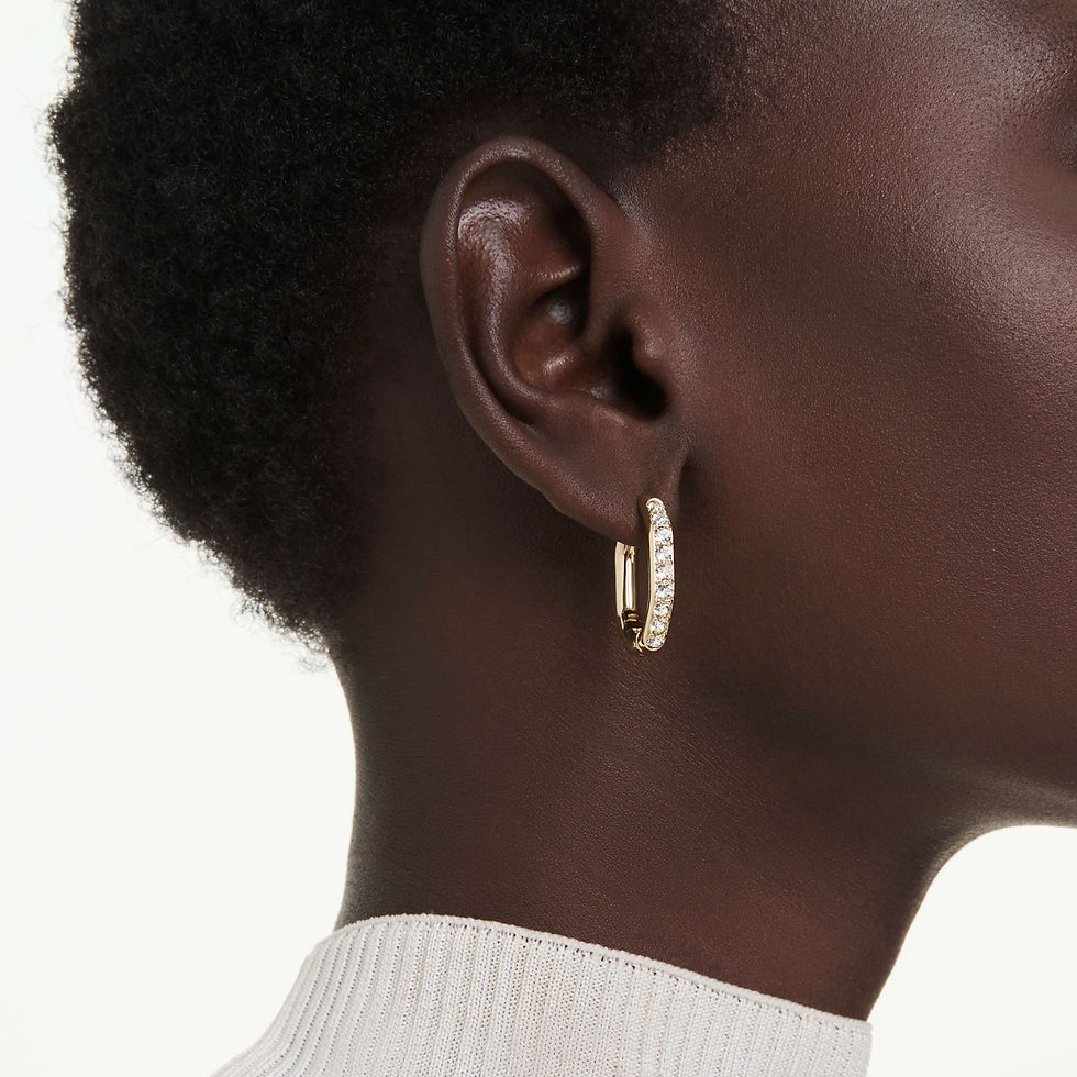 Thumbnail: Swarovski Dextera Rhodium Small Hoop Earrings