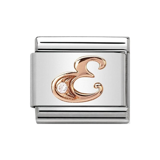 Nomination Classic Rose Gold E Letter Charm Link - 430310/05