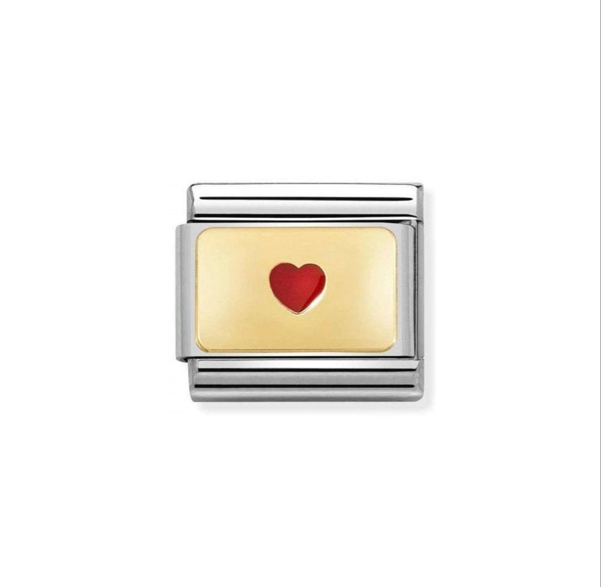 Nomination Classic Gold Red Heart plate Charm Link