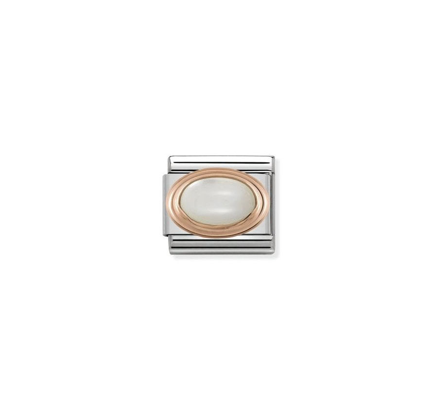 Nomination Classic Rose Gold and White Pearl Oval Stone Charm Link