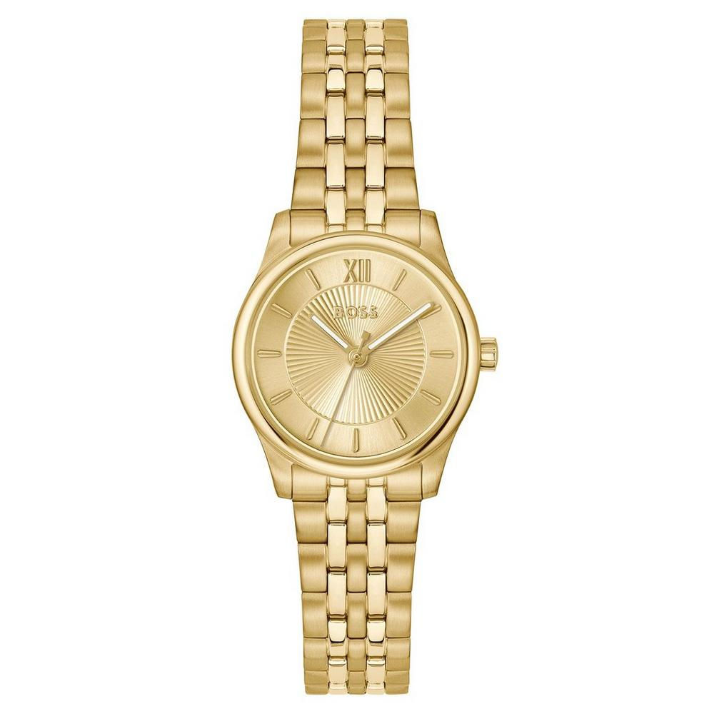 BOSS Ladies Graceful Mina Gold Plated Bracelet Gold Dial Watch 1502843
