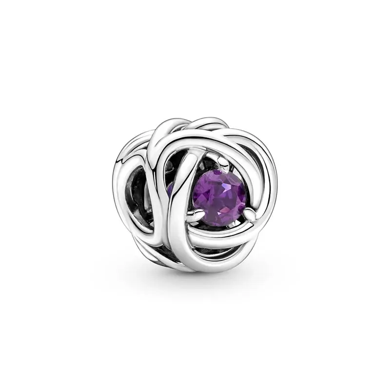 Pandora February Birthstone Eternity Circle Silver Charm