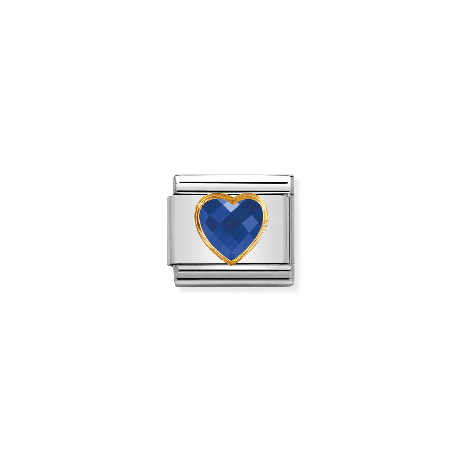 Nomination Classic Gold Blue CZ Heart Charm Link
