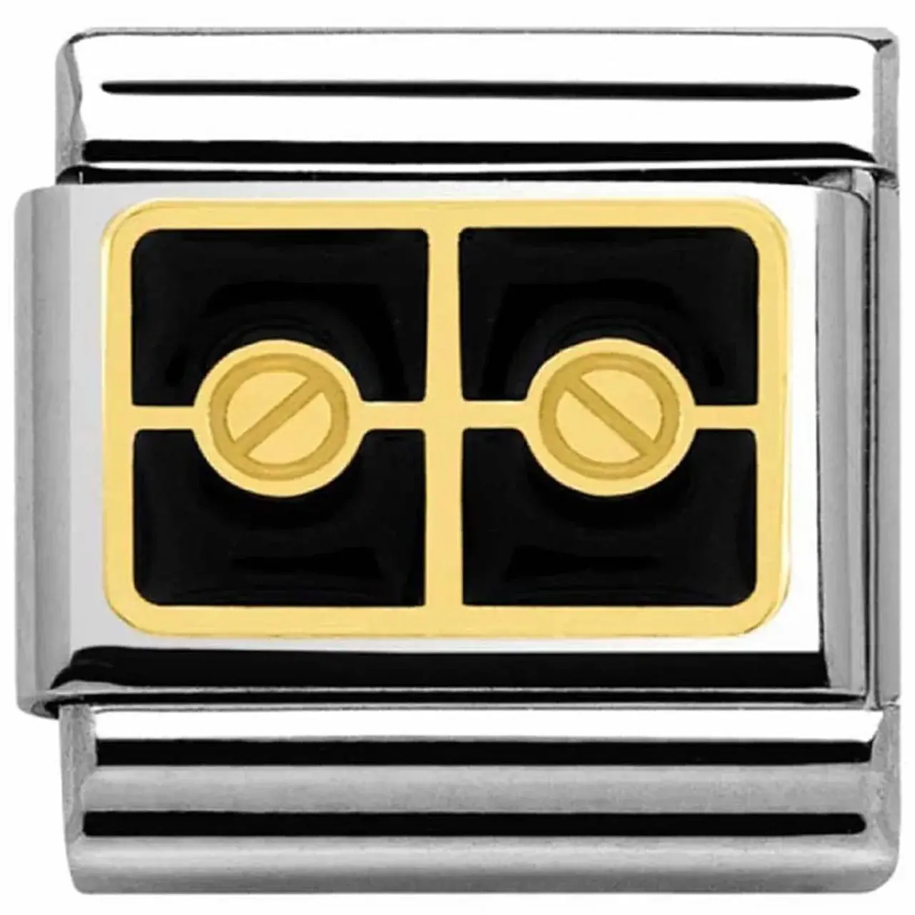 Nomination Classic Gold and Black Two Screw Head Plate Charm Link
