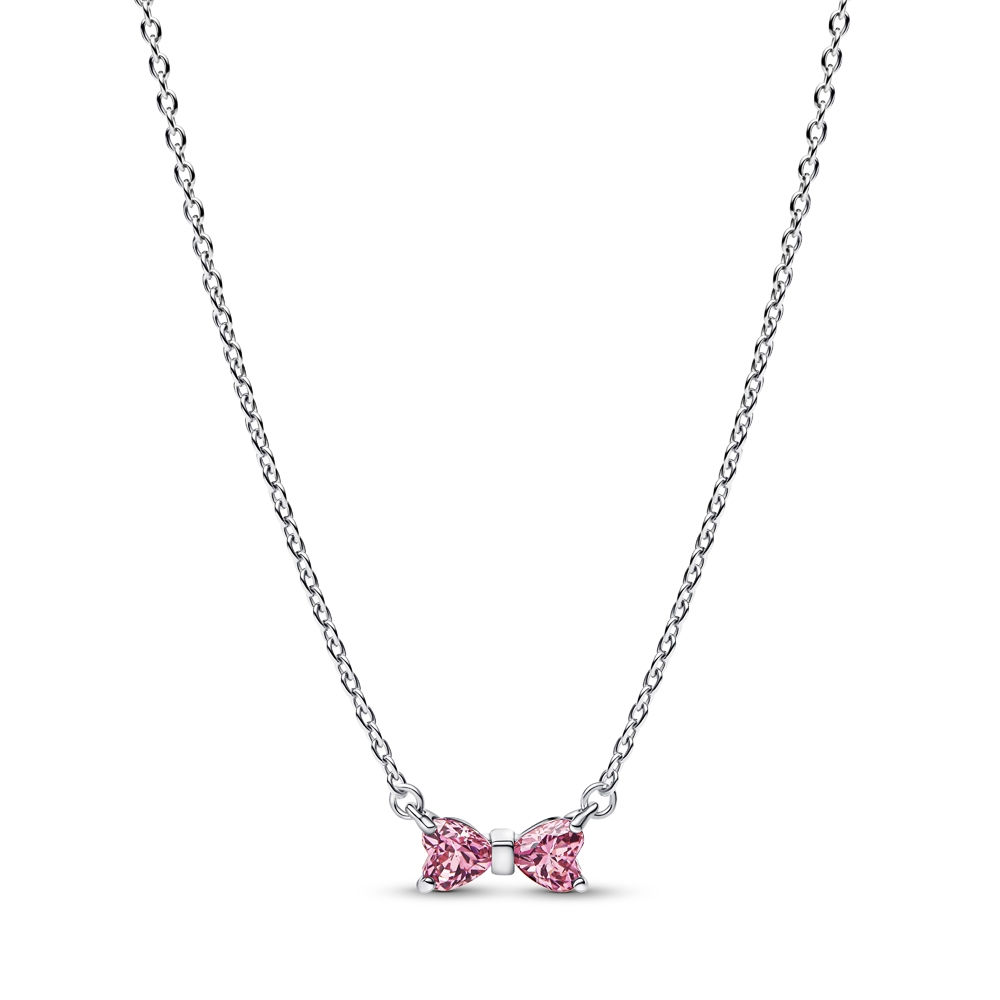 Pandora Sparkling Pink Bow Necklace