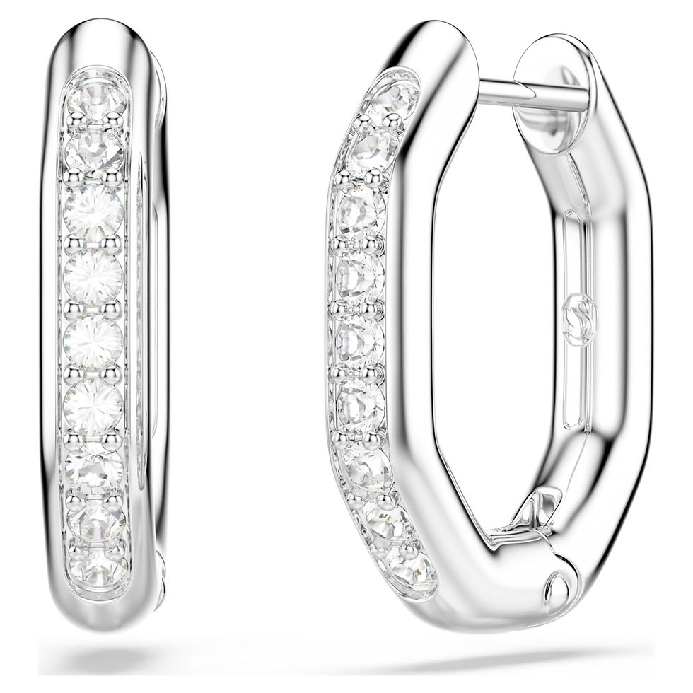 Thumbnail: Swarovski Dextera Rhodium Small Hoop Earrings