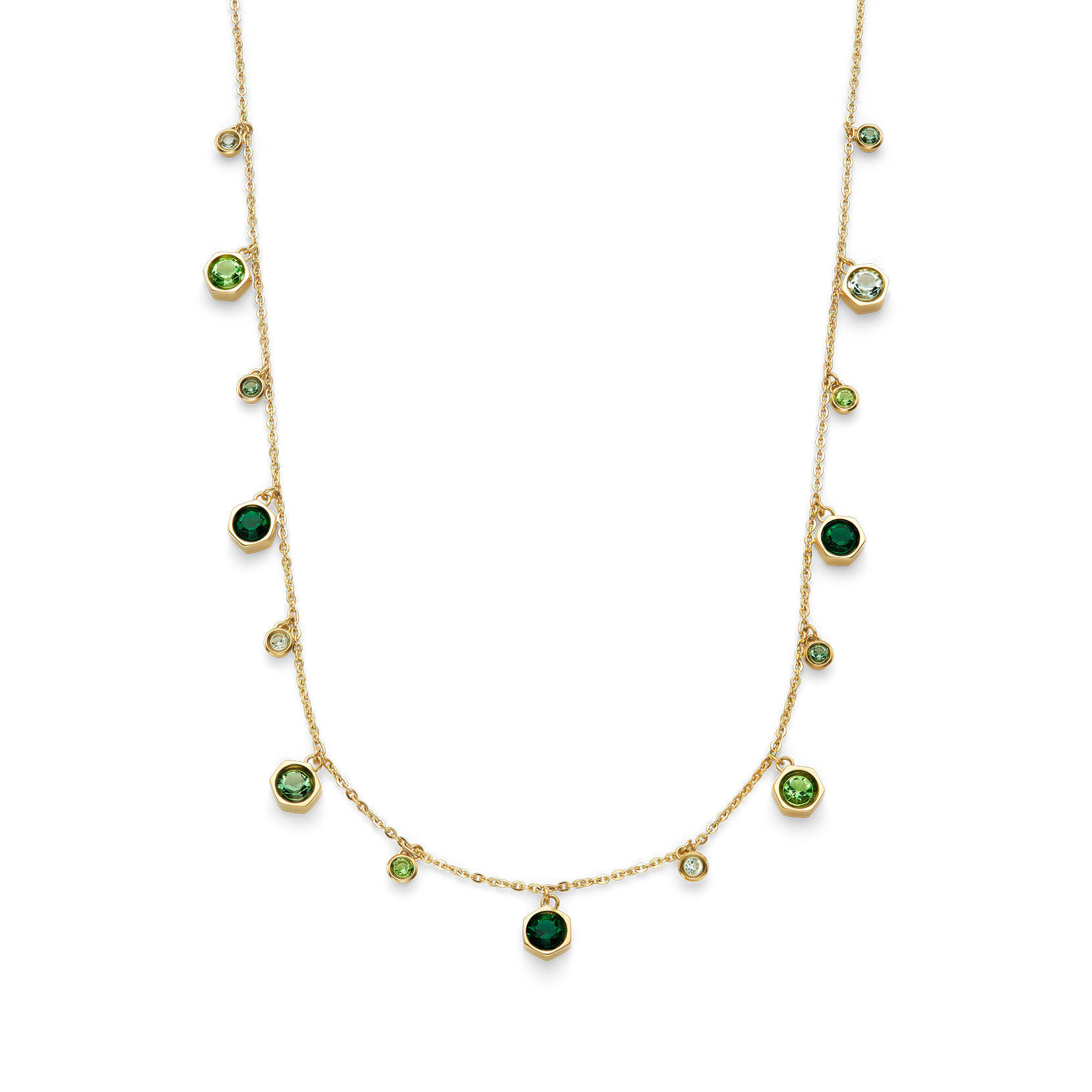 Olivia Burton Classic Mini Droplet Green Crystal Gold Plated Necklace