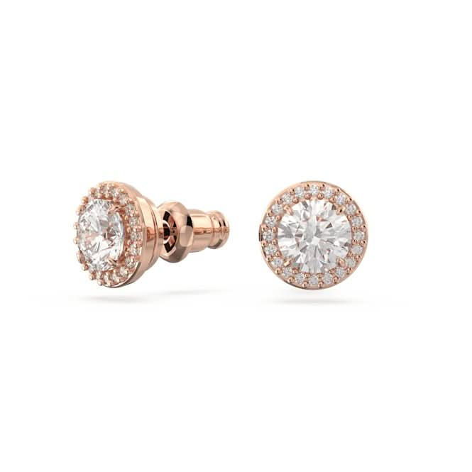 Thumbnail: Swarovski Rose Gold Una Angelic Pave Round Stud Earrings