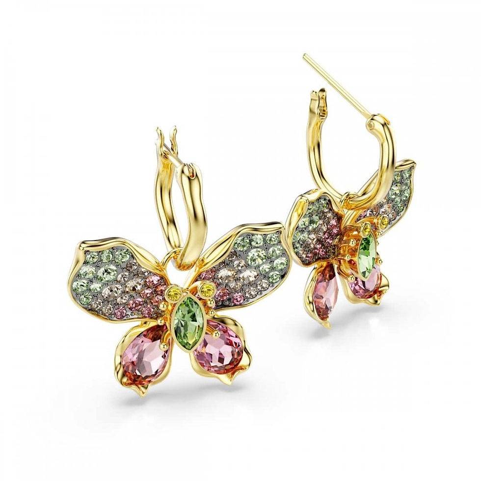 Thumbnail: Swarovski Idyllia Multi-coloured Gold Tone Butterfly Drop Earrings