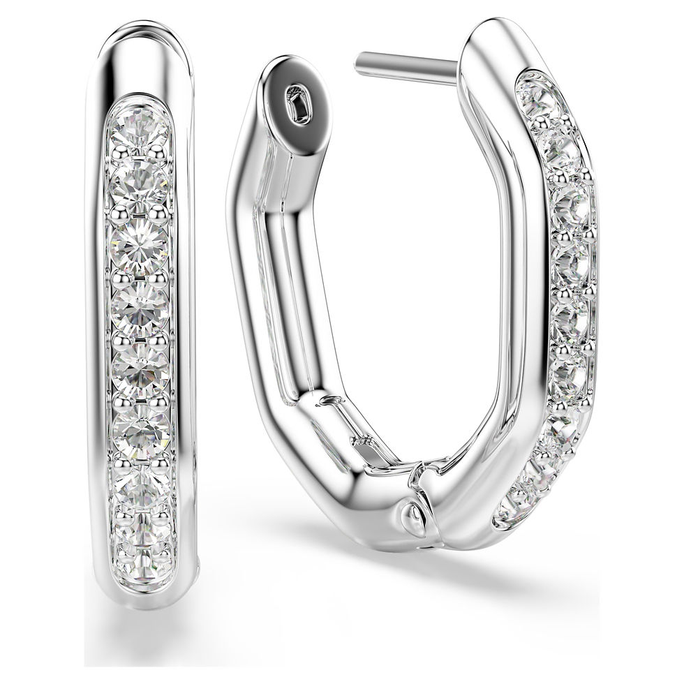 Thumbnail: Swarovski Dextera Rhodium Small Hoop Earrings
