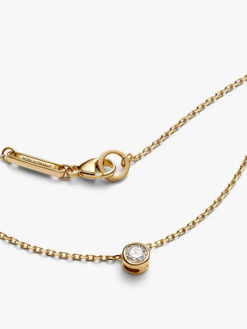 Thumbnail: Pandora Era Bezel 14k Gold Lab-grown Diamond Pendant Necklace 0.15 ct