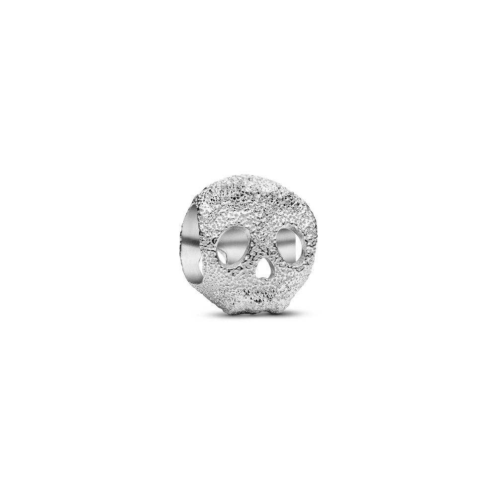 Pandora Textured Skull Mini Silver Charm