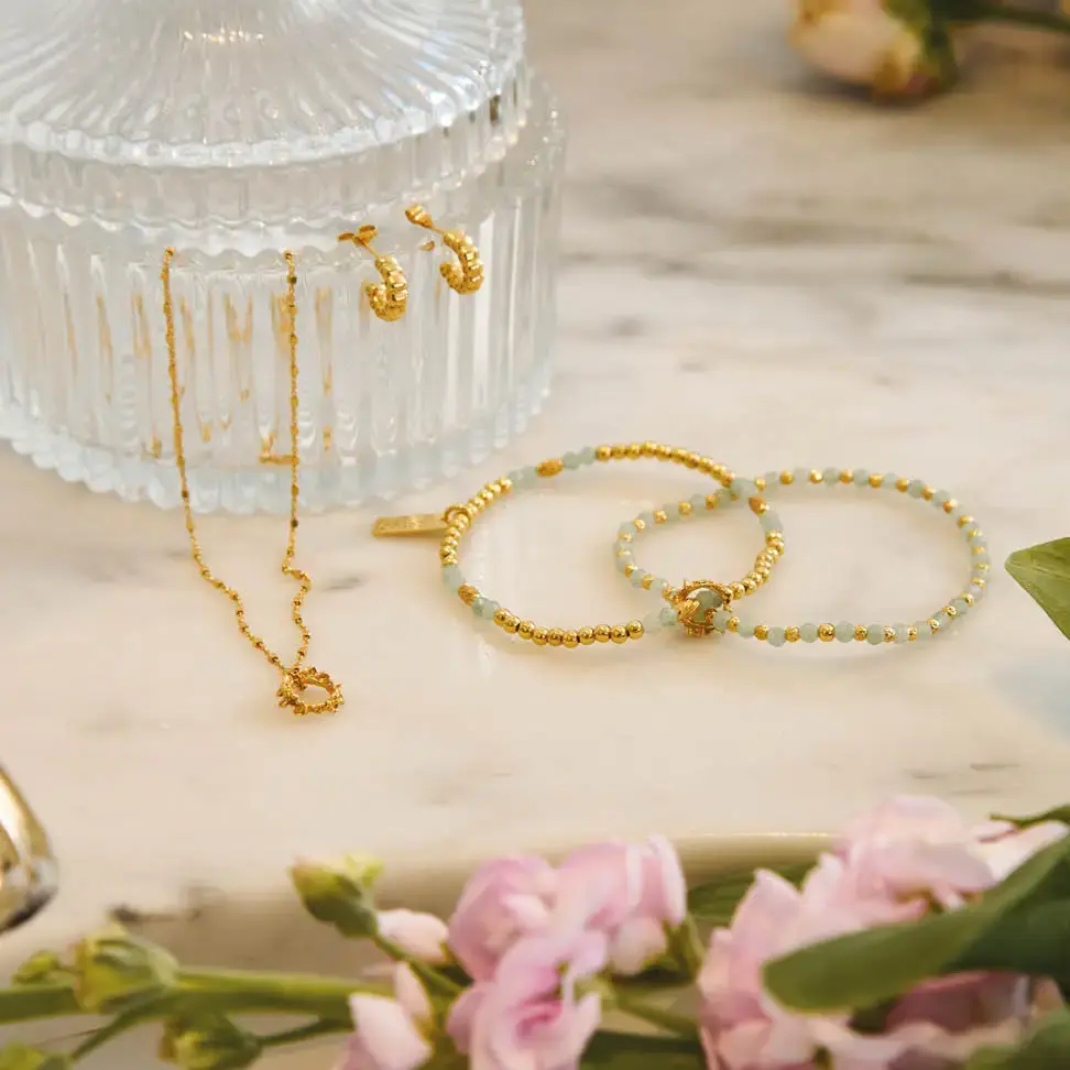 Thumbnail: ChloBo Gold Tone Delicate Cube Chain Wisteria Necklace  - Layering