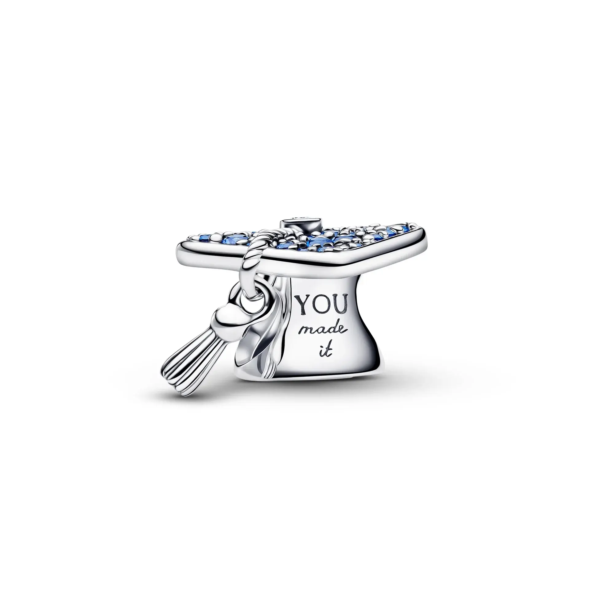 Pandora Sparkling Blue 2026 Graduation Cap Silver Charm