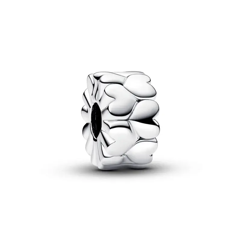 Pandora Heart Pattern Silver Clip Charm