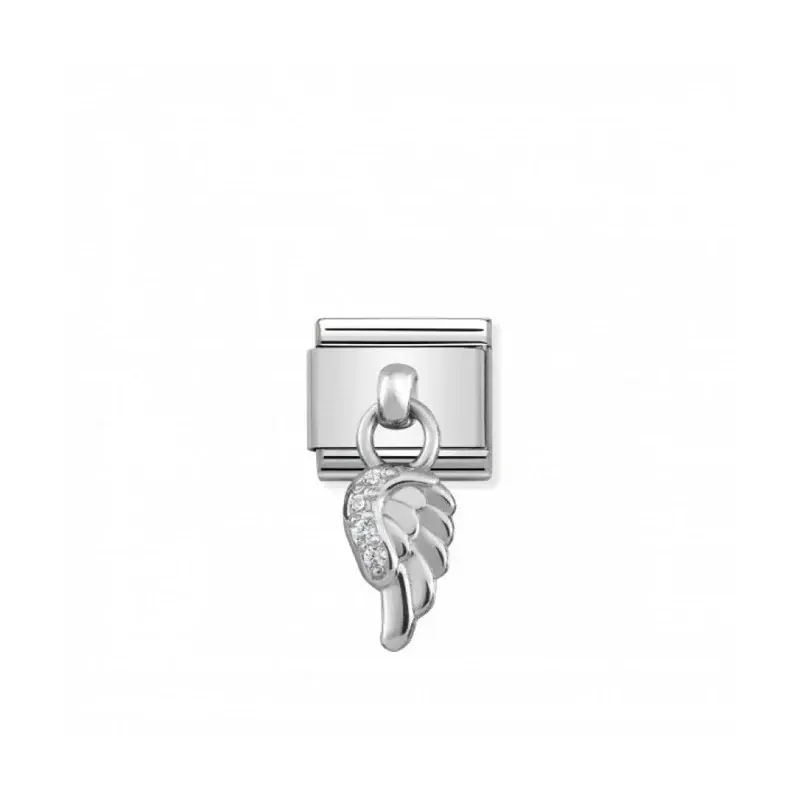 Nomination Classic Silvershine Angel Wing with Cubic Zirconia Dangle Charm Link