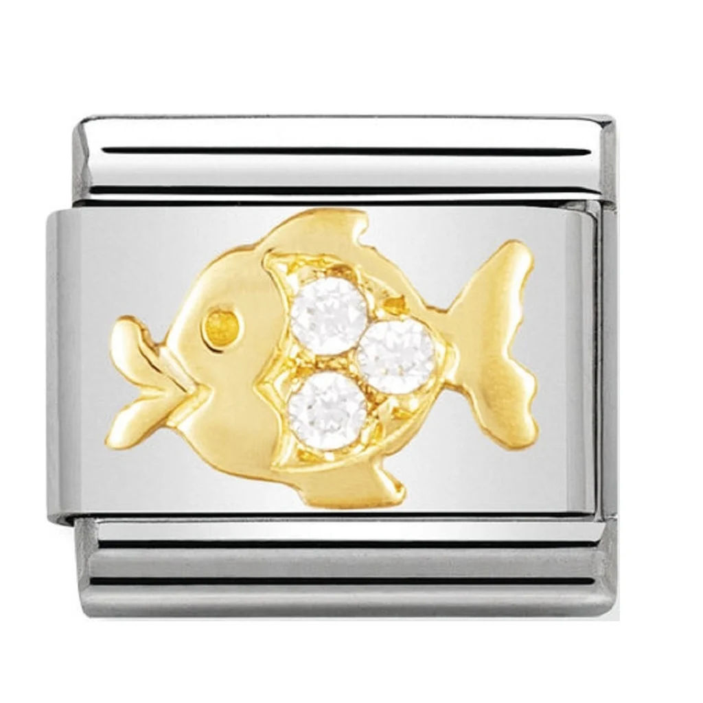 Nomination Classic Gold Fish CZ Charm Link