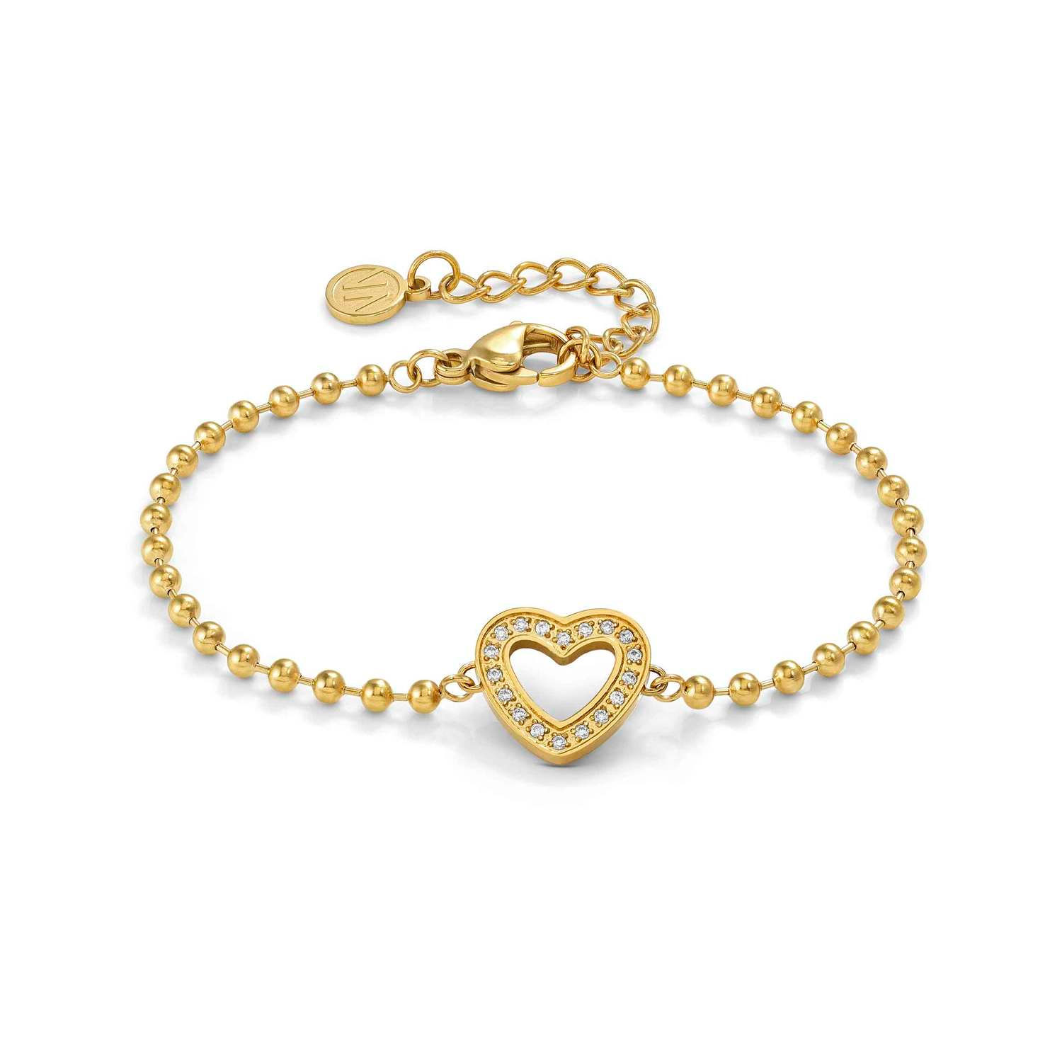 Nomination Soffio D'Amore Gold Plated Heart Bracelet with Clear CZ Crystals