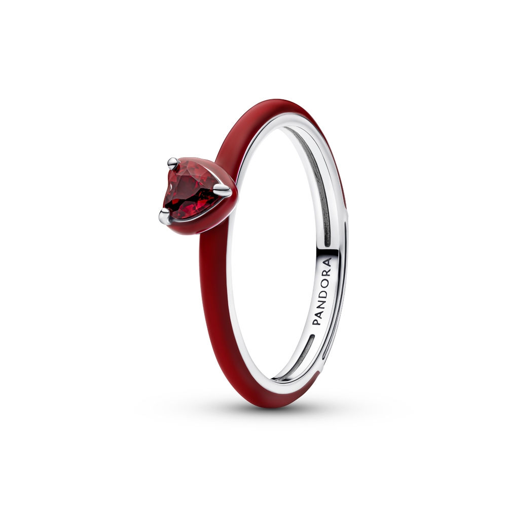 Pandora ME Chakra Red Coloured Heart Stone Silver Ring