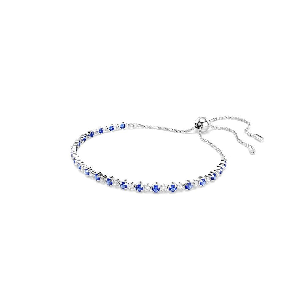 Thumbnail: Swarovski Matrix Mixed Cuts Blue and Clear Crystal Tennis Bracelet