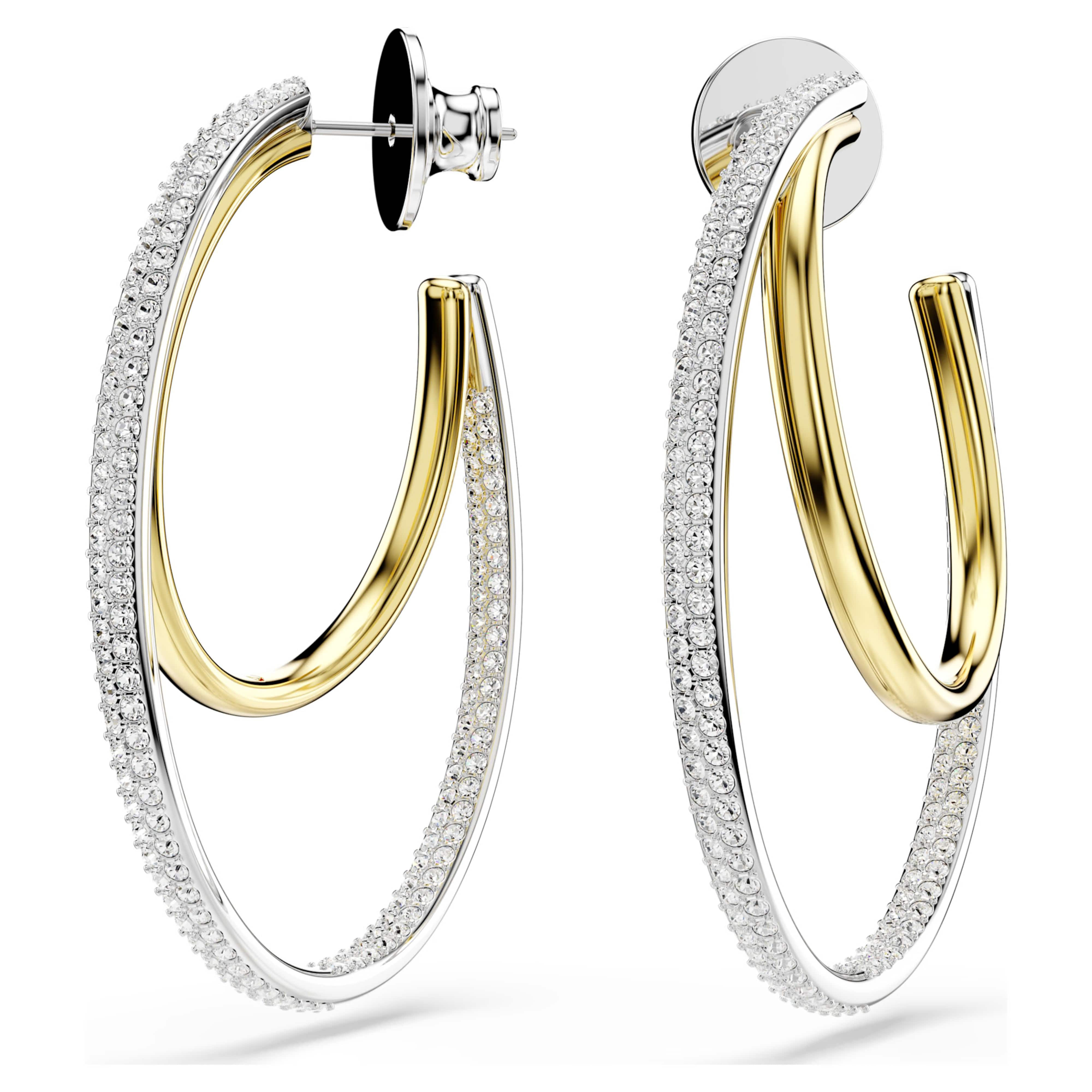 Swarovski Hyperbola Two Tone Large Hoop Stud Earrings