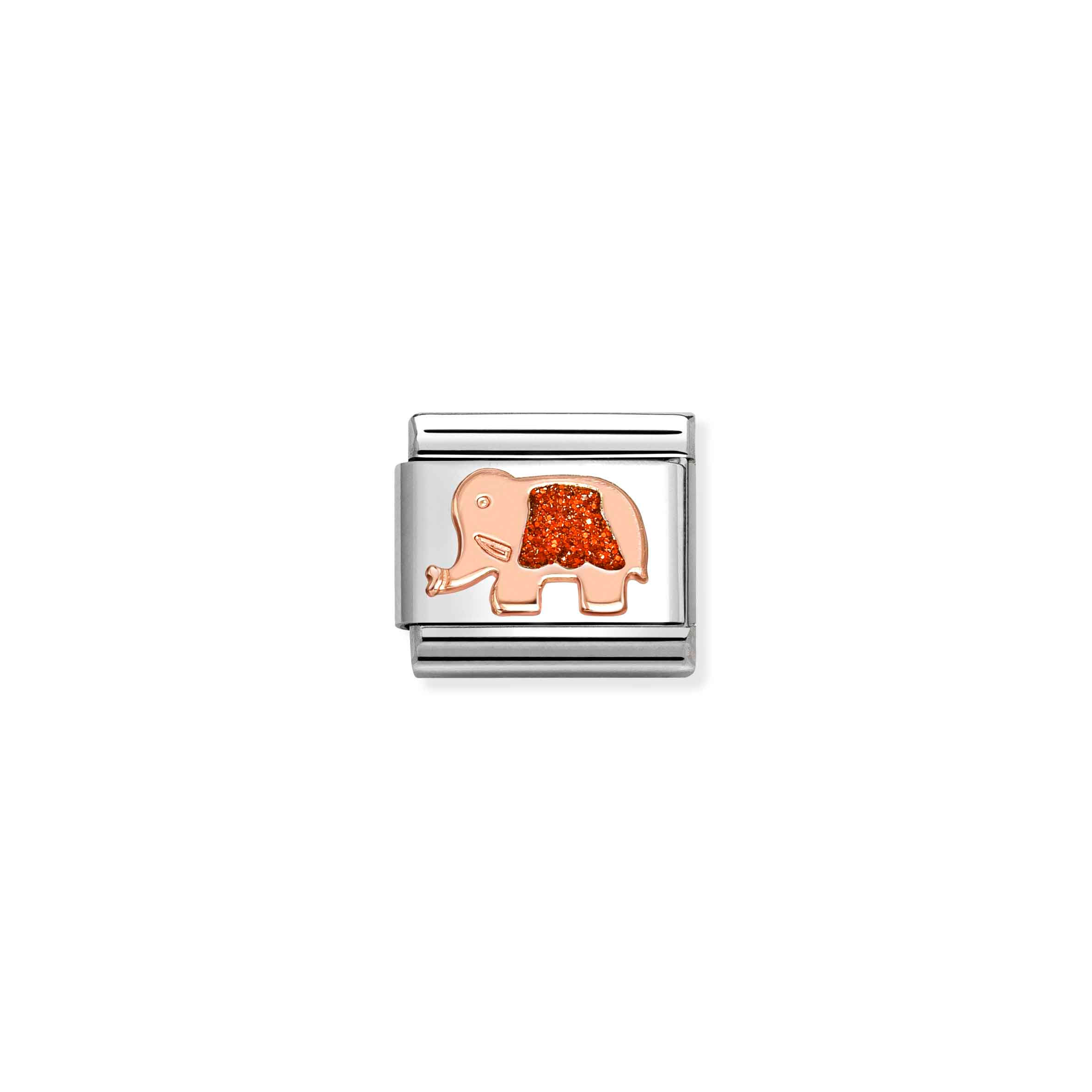 Nomination Classic Link Elephant with Red Glitter Rose Gold