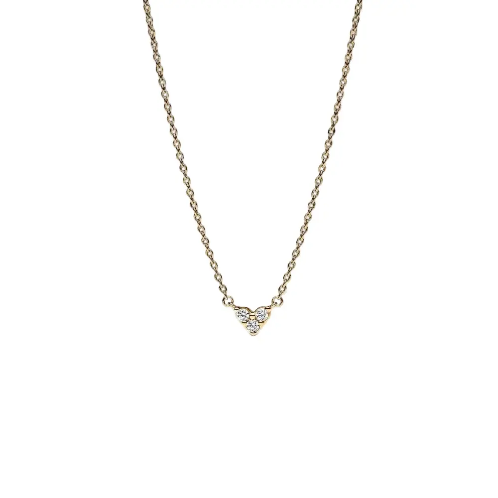 Pandora Gold Plated Triple Stone Heart Necklace