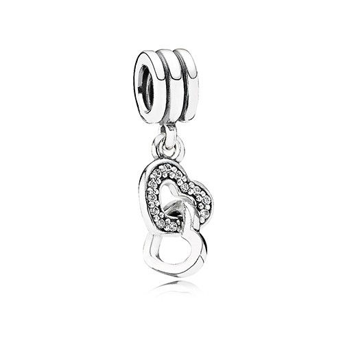 Pandora Interlocking Hearts Dangle Silver Charm