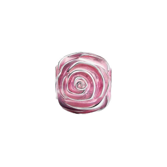 Pandora Pink Rose in Bloom Silver Charm