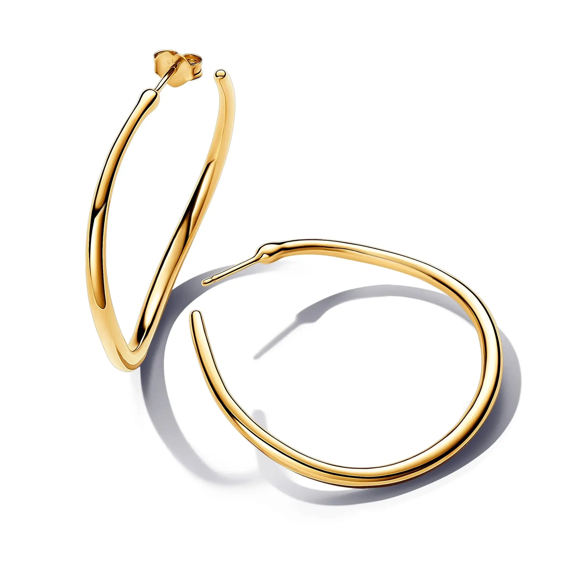 Pandora Organically Shaped 42mm Open Hoop Gold Plated Earrings