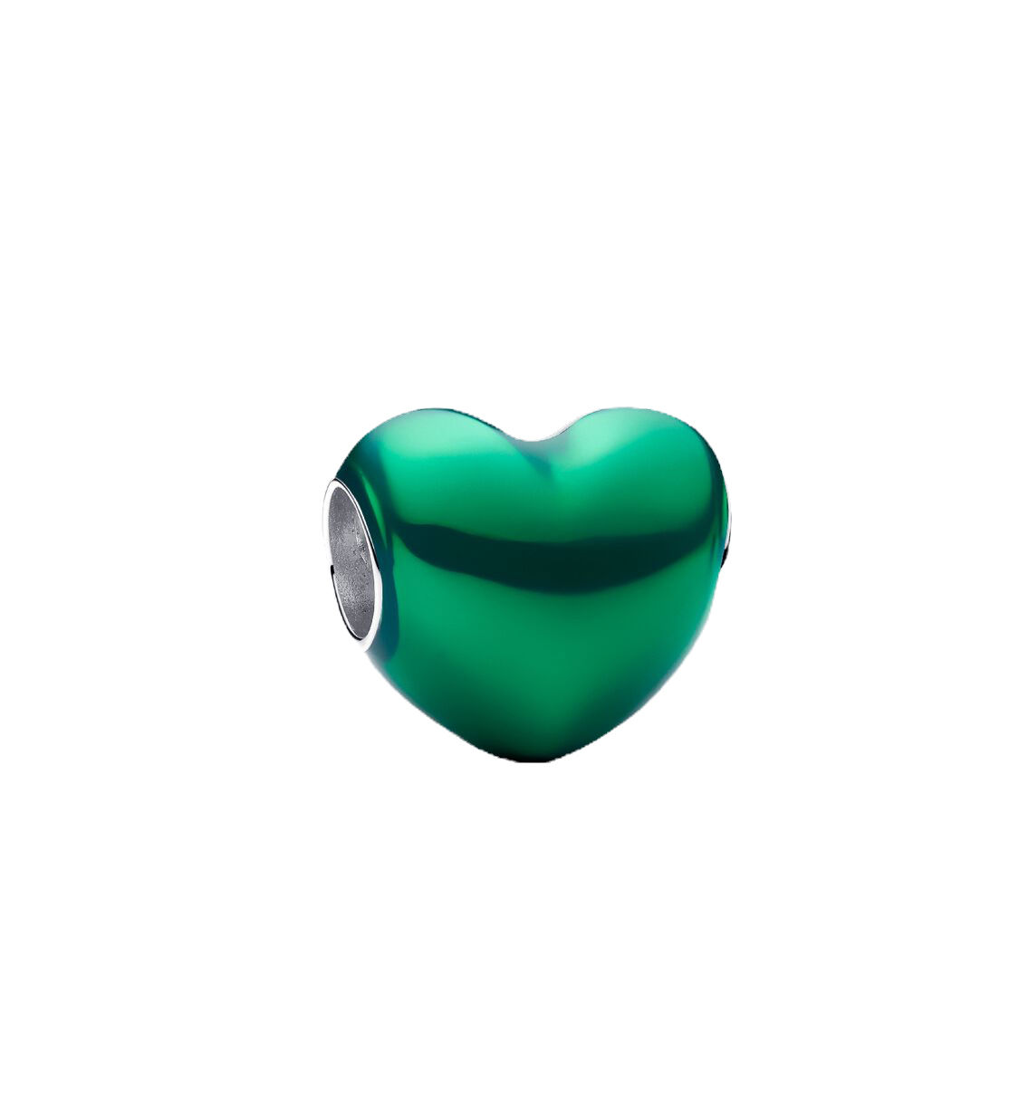 Pandora Silver Green Metallic Heart Charm